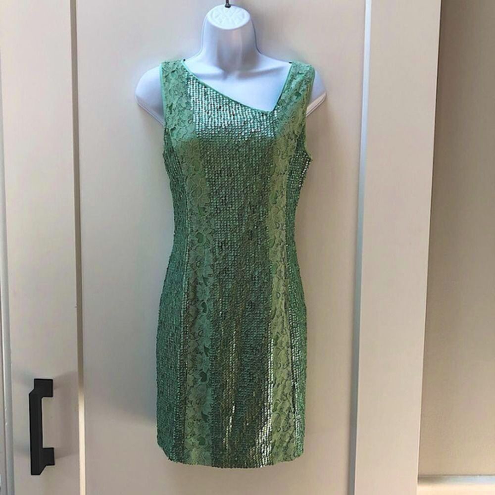 Jessica Simpson asymmetrical mint green sequin dress woman’s‎ size 4